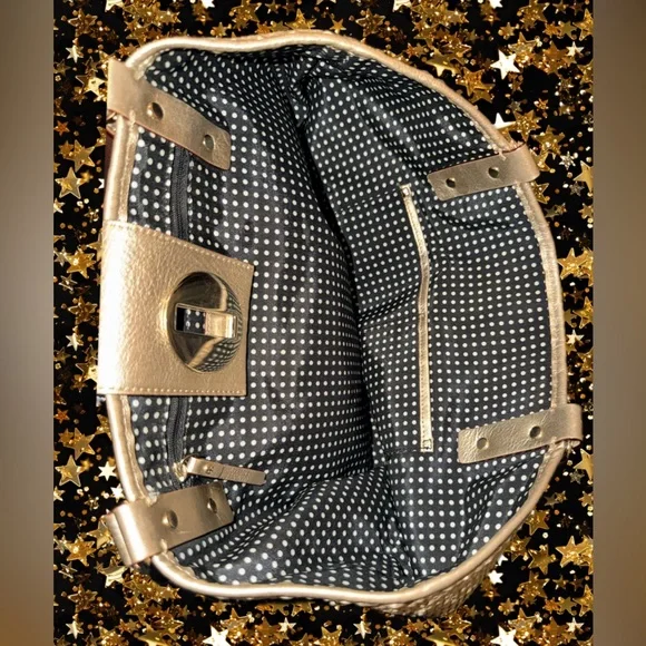 Kate Spade Gold Leather Turn Lock Straw Bag Nice Preowned Cond Very Good Size - Picture 8 of 14